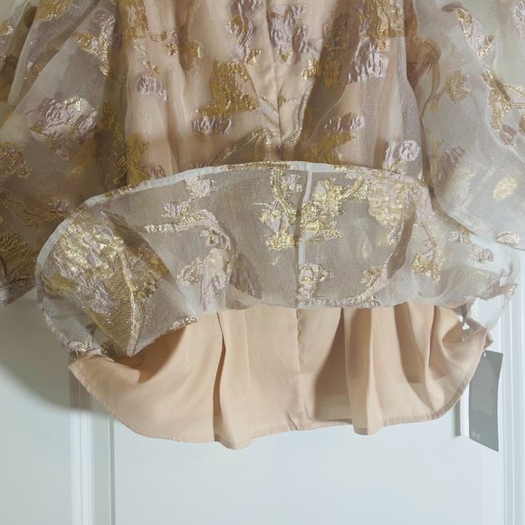 Elegant H&M Puff-Sleeved Brocade Top - Size Small - Picture 4 of 4